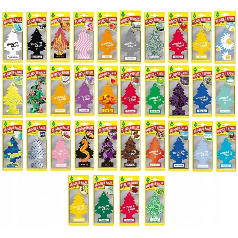 5 Deodoranti Auto Wunder-Baum A Forma Di Albero + Penna Omaggio, Fragranze Assortite (Supernova)