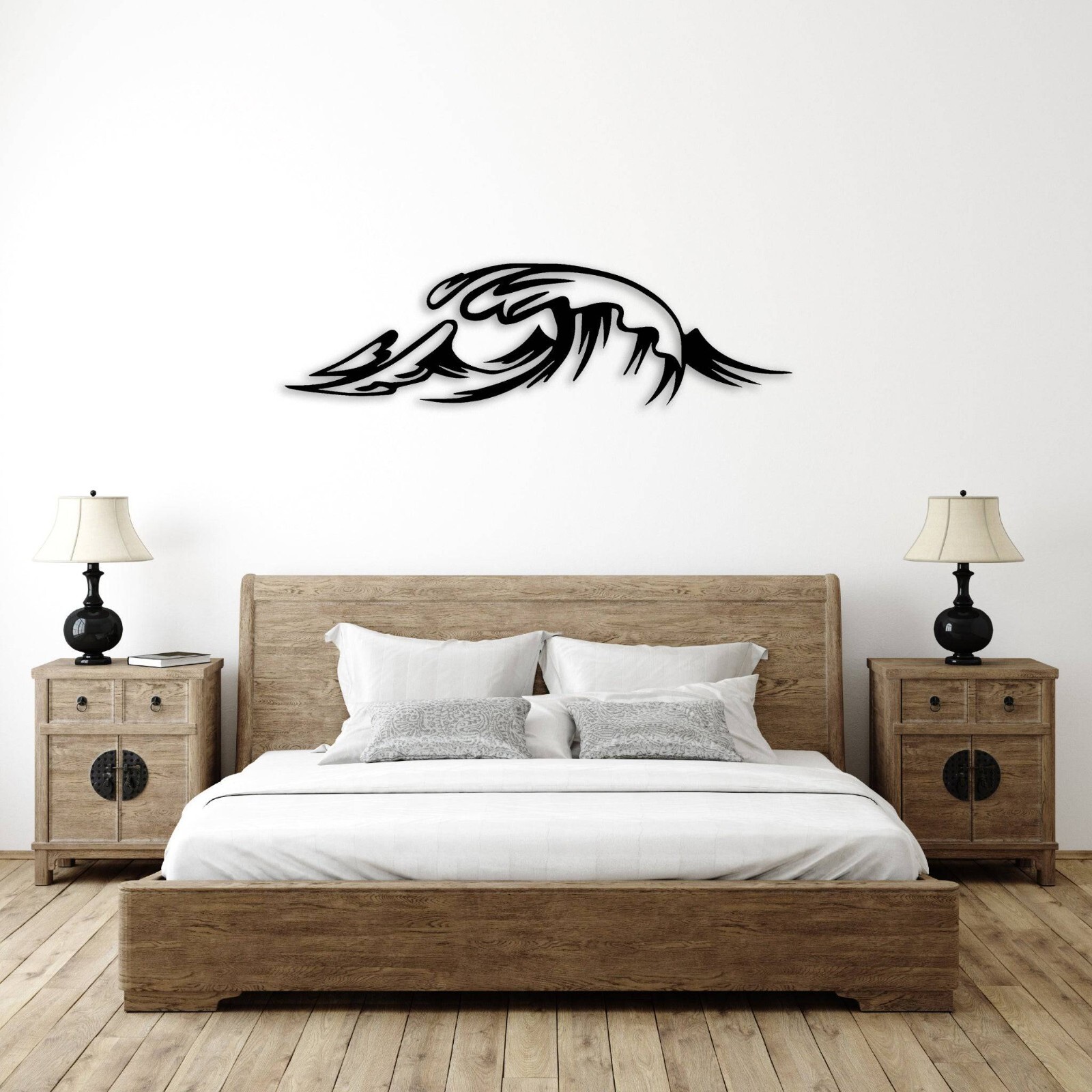 3D Metal Acrylic Silhouette Wall Art USA Waves Home Decor  