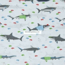 100 COTTON Shark Twin Sheet SET  SIZE TWIN  Gray White Red Green Blue SHARKS
