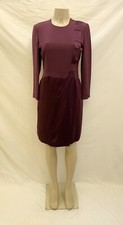 Vintage CAROLINA HERRERA Size ? Plum Purple Long Sleeve Sheath Dress