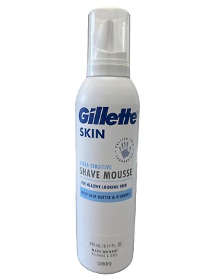 Gillette Skin Ultra Sensitive Shave Mousse Shea Butter Vit E  8.11 oz New