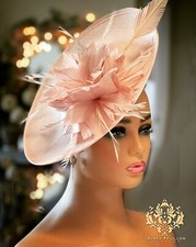 Kentucky Derby Fascinator Oaks Royal Ascot Hat Pink Saucer Feathers Del Mar Race