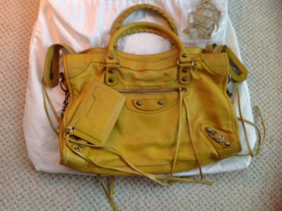 yellow balenciaga city bag