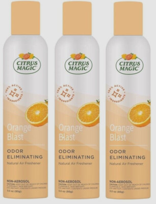 3 ~ Citrus Magic Orange Blast Scent Air Freshener Spray 3 oz Non-aerosol Natural