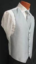 Men's Silver Jean Yves Tuxedo Vest & Tie Paisley Formal Wedding Cruise Prom