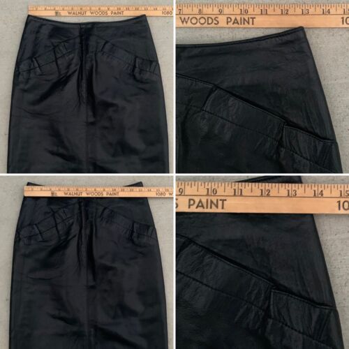 vintage high waist black leather skirt Emphasis Bullock’s sz 6 26 1/2” waist 80s - Picture 10 of 12