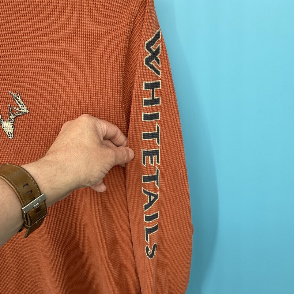 Legendary Whitetails Thermal Shirt 3XL Orange Waffle Knit Long Sleeve