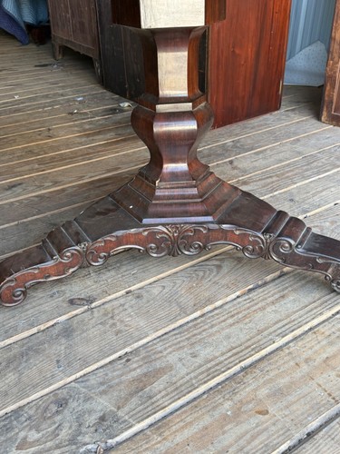 antique French rosewood empire center table tea tilt top carved project 1840 - Picture 9 of 24