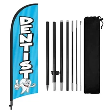 Dentist Advertising Feather Flag with Pole and Ground Stake 8FT for Clinic