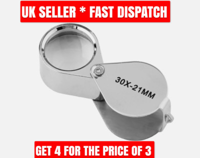 30X Jewelers Loupe Magnifier Jewelry Coin Loop Magnifying Glass Eye ...