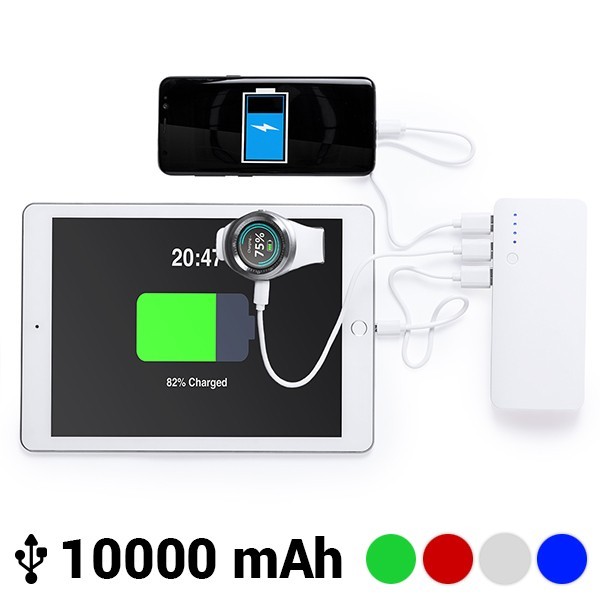 Batterie externe verte 10000 mAh avec triple port USB pour smartphone