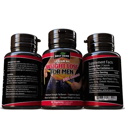 BEST HERB Male Weight Loss Supplement Fat Burner Diet 60 Pills Caps GARCINIA CAMBOGIA Herb