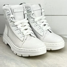 Dr. Martens Combs Tech AW004 White Lace Up Utility Combat Boots Womens Size US 7