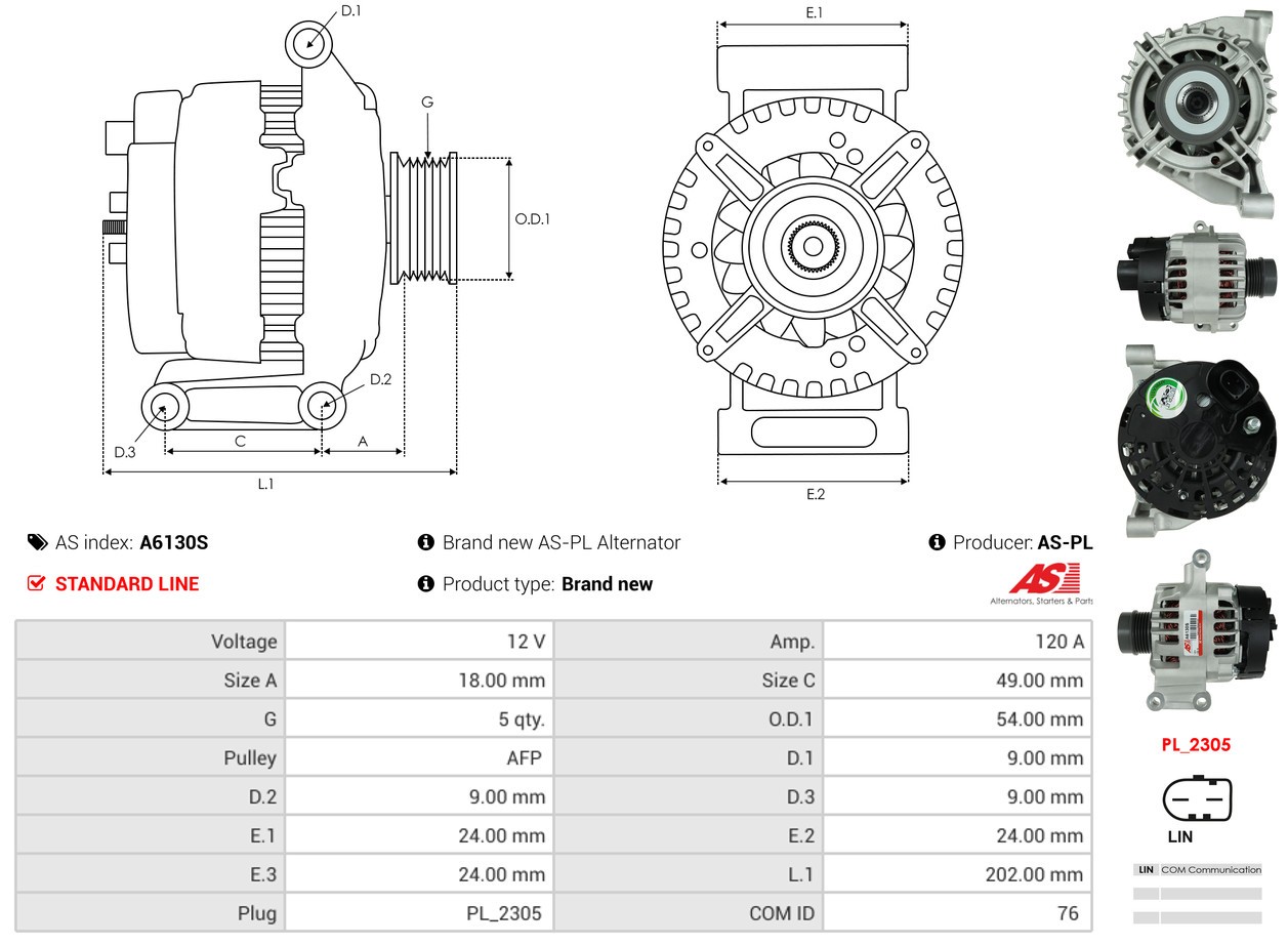 ALTERNATOR A6130S FOR ALFA ROMEO JEEP FIAT TIPO/Hatchback 500/C/X 500X PUNTO - Image 10