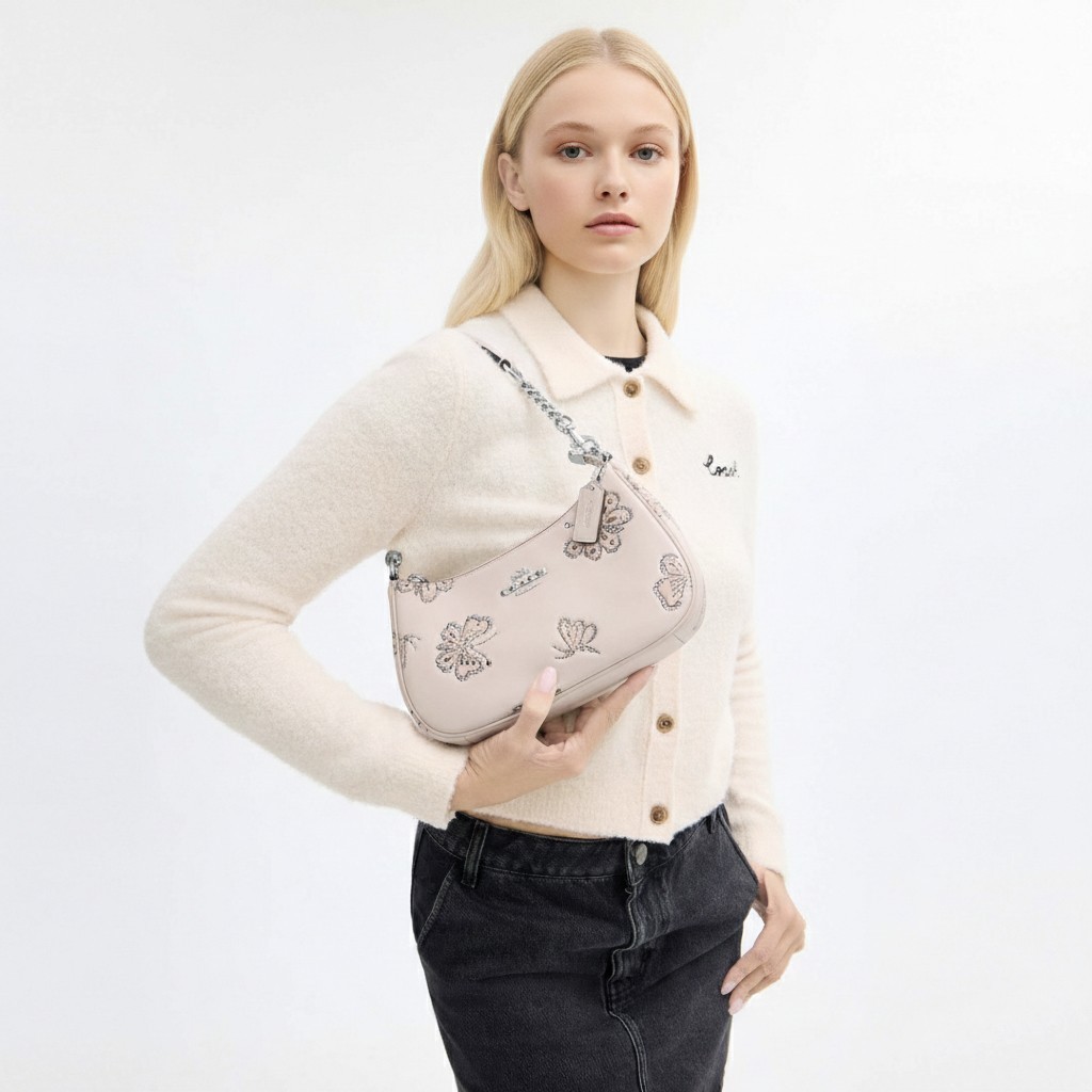 Authentic New Coach Teri Shoulder Bag Butterfly Accent Leather Crossbody CCE92