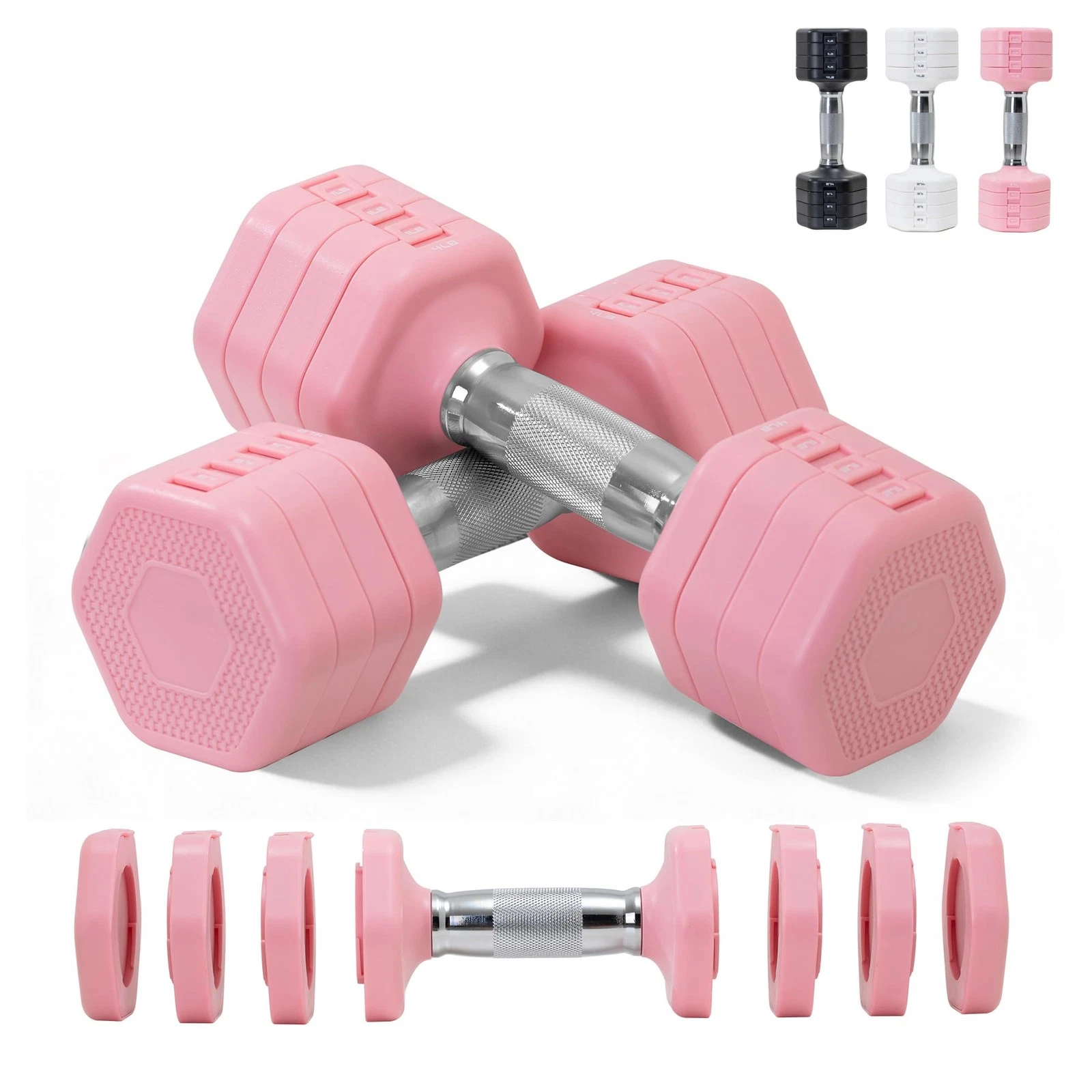 Adjustable Dumbbell Set of 2 Total 20 Lbs 4-in-1 Each 4lb 6lb 8lb 10lb 1s-Adj...