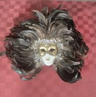 VENETIAN BROWN FEATHERS GOLD ACCENTS MASQUERADE CARNIVAL MASK STETY