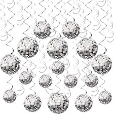 6/12/18 Disco Party Decorations Hanging Swirls and Clear Link Buckle Disco Balls