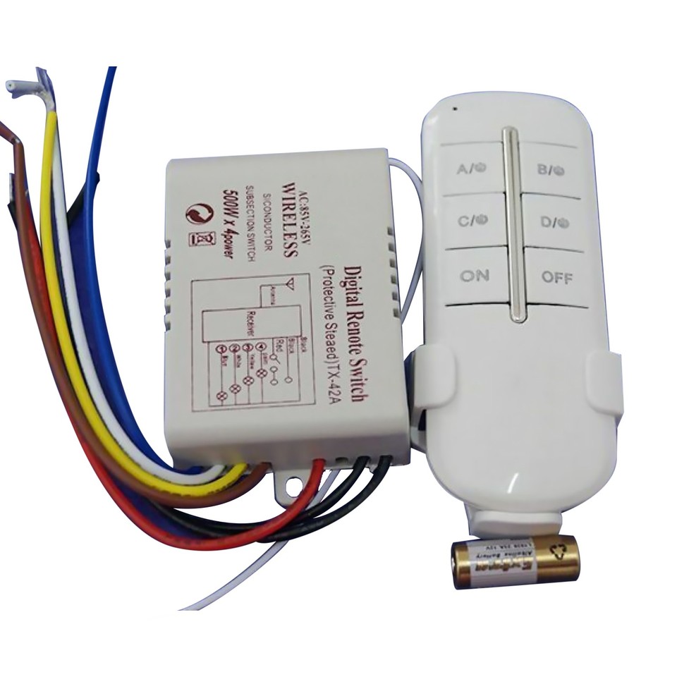 1*4 Way Light Lamp Digital Wireless Remote Controller Switch ON/OFF 110 ...