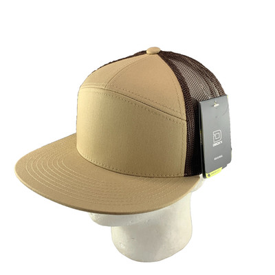New Decky 1133 Snapback 7 Panel Hat Blank Flat Bill High Profile Khaki Brown