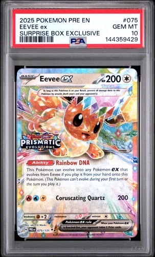 2025 POKEMON PRE EN-PRISMATIC EVOLUTIONS SURPRISE BOX EXCLUSIVE EEVEE EX PSA 10