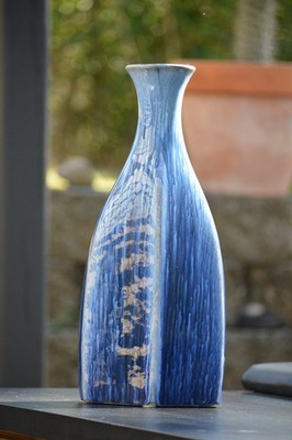 Cobalt Blue Ceramic Drip Glaze Stoneware Unique Diamond Shape