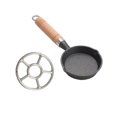 VALICLUD Egg Frying Pan 10.82In Long Handled Oil Skillet with Stove Rack Smal...