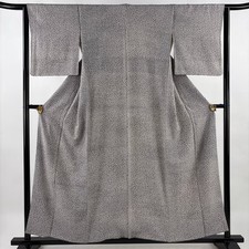 JAPANESE KIMONO FINE PATTERN BLUE-GRAY 158cm 5 ft 2 in PURE SILK B0828