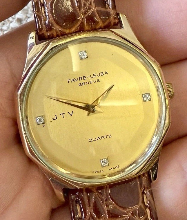 ✓ Favre-Leuba Genève Quartz Swiss Rose Gold Dress Watch with