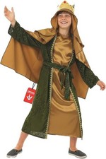 Kids Gold Wise Man Costume S-XL Boys Christmas Nativity Three Kings Robe Outfit
