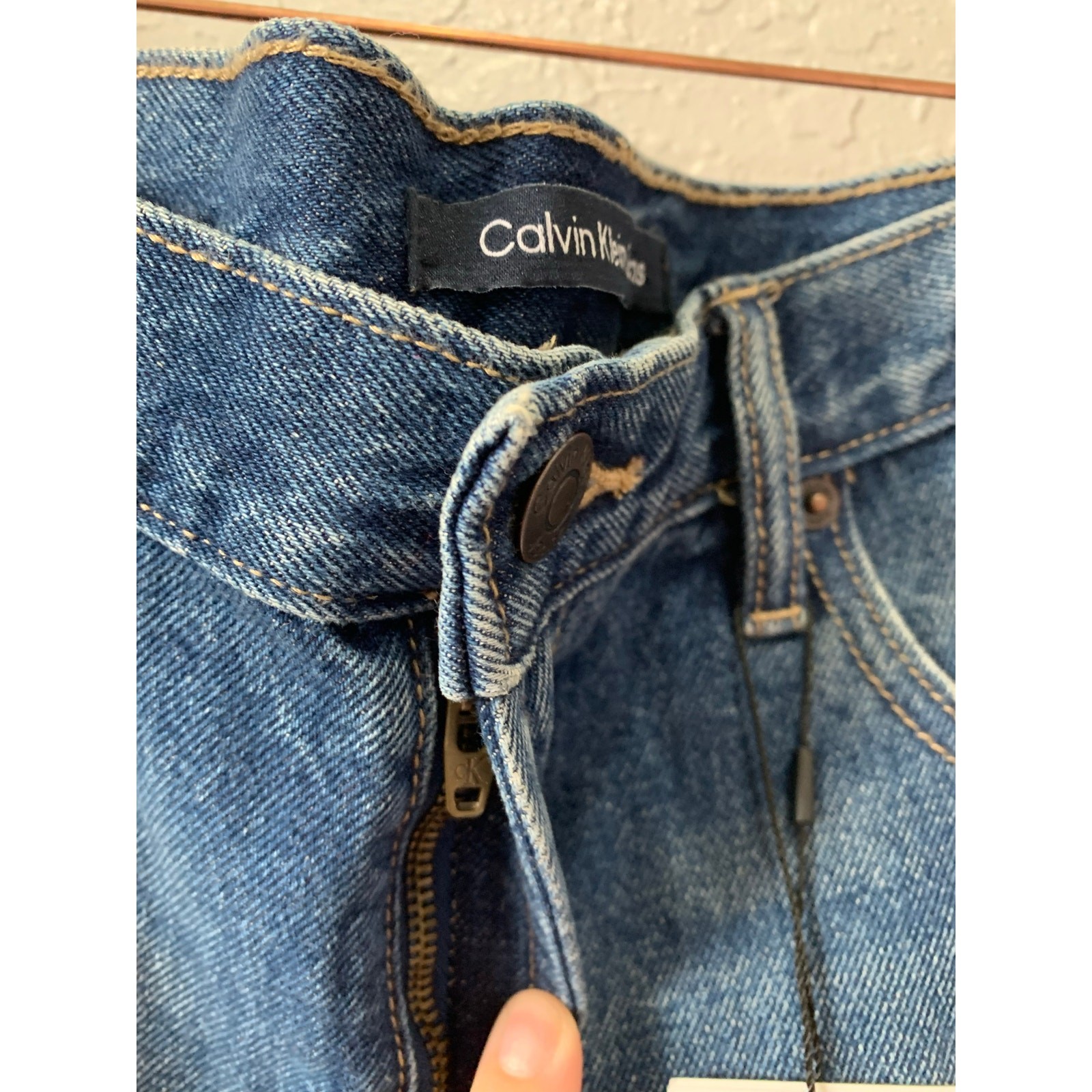 Calvin Klein Jeans High Rise Blue  Shorts Distressed Sz 16/33 NWT  thumbnail 4