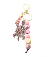 Ocean turtle silicone beaded keychain with ta...