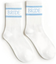 Bride Socks for Wedding Day "Something Blue"  Cute Novelty Crew Socks for Bride