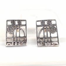 Vintage Sterling Silver Square Stud Earrings Carrick Mackintosh 925