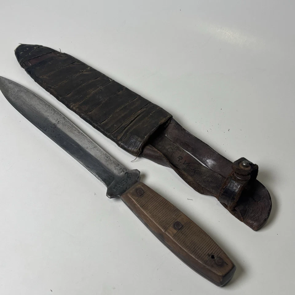 Rare Vintage 1940's CASE XX Pig Sticker WWII Fighting Knife Dagger in Sheath - Image 3 of 4
