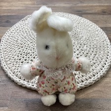 Vintage Good Stuff White Bunny Rabbit Plush in Floral Outfit 6"  1991