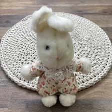 Vintage Good Stuff White Bunny Rabbit Plush in Floral Outfit 6"  1991