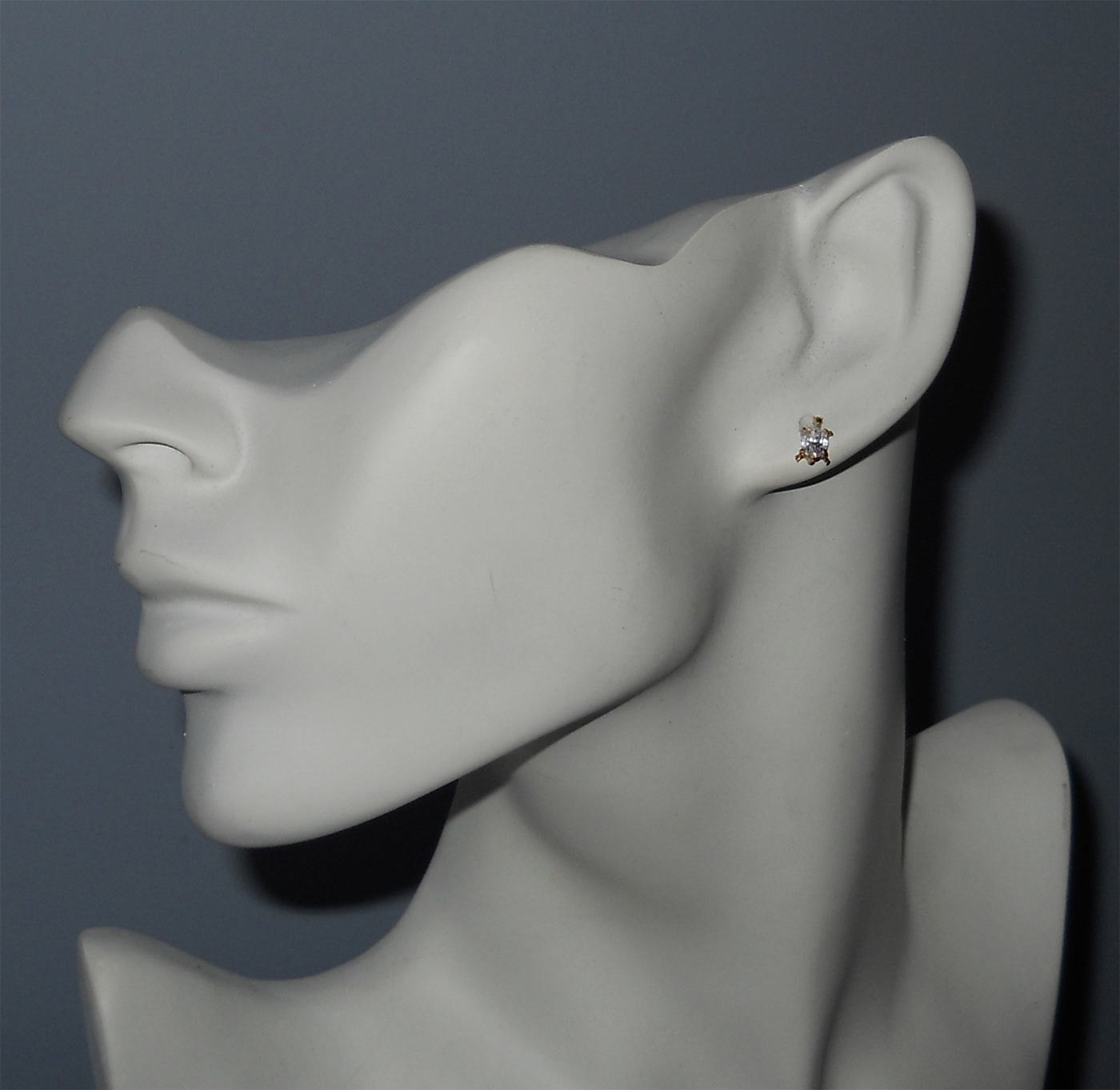 Cute Solid 14k Yellow Gold Turtle Shape Oval CZ S… - image 5