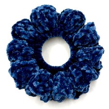 Sparkle Regal Blue Crochet Velvet Scrunchies, Durable, Soft Polyester