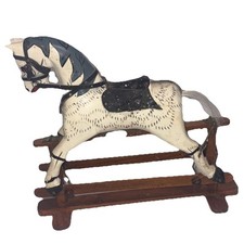 Vintage Handcrafted Painted Wood Glider Rocking Horse. 8  High, 9  Long.