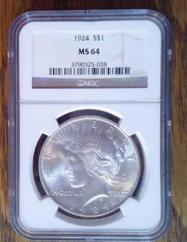 1924-P BU Silver Peace Dollar NGC MS64 (038)