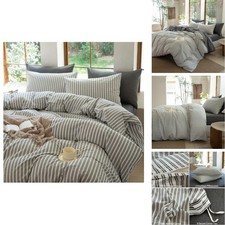 XINMIANFANG Striped Duvet Cover Set Full Size 3 Piece Cotton Double