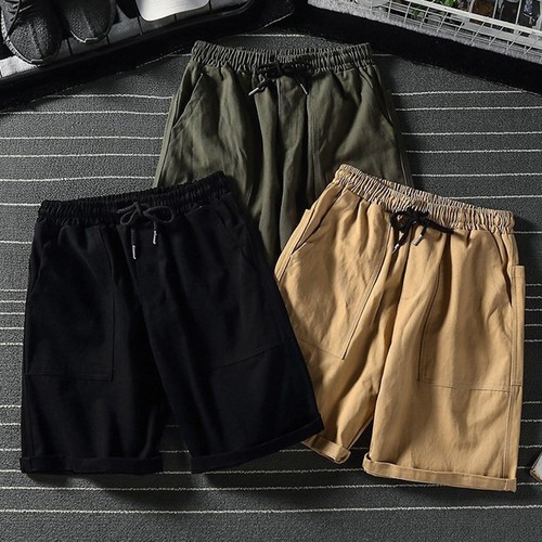 Mens Summer Cargo Shorts Loose Fit Casual Five Point Pants Black Khaki Green - Picture 4 of 18