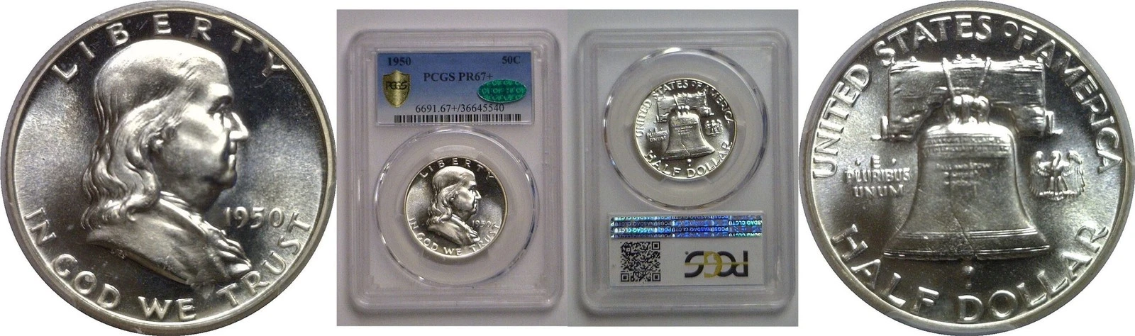1950 Franklin Half Dollar   PCGS PR-67+ CAC