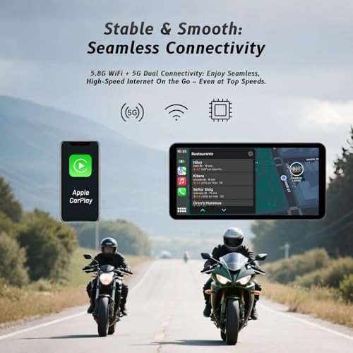 6-Inch Motorcycle Smart Display – Wireless CarPlay & Android Auto | Bluetooth 