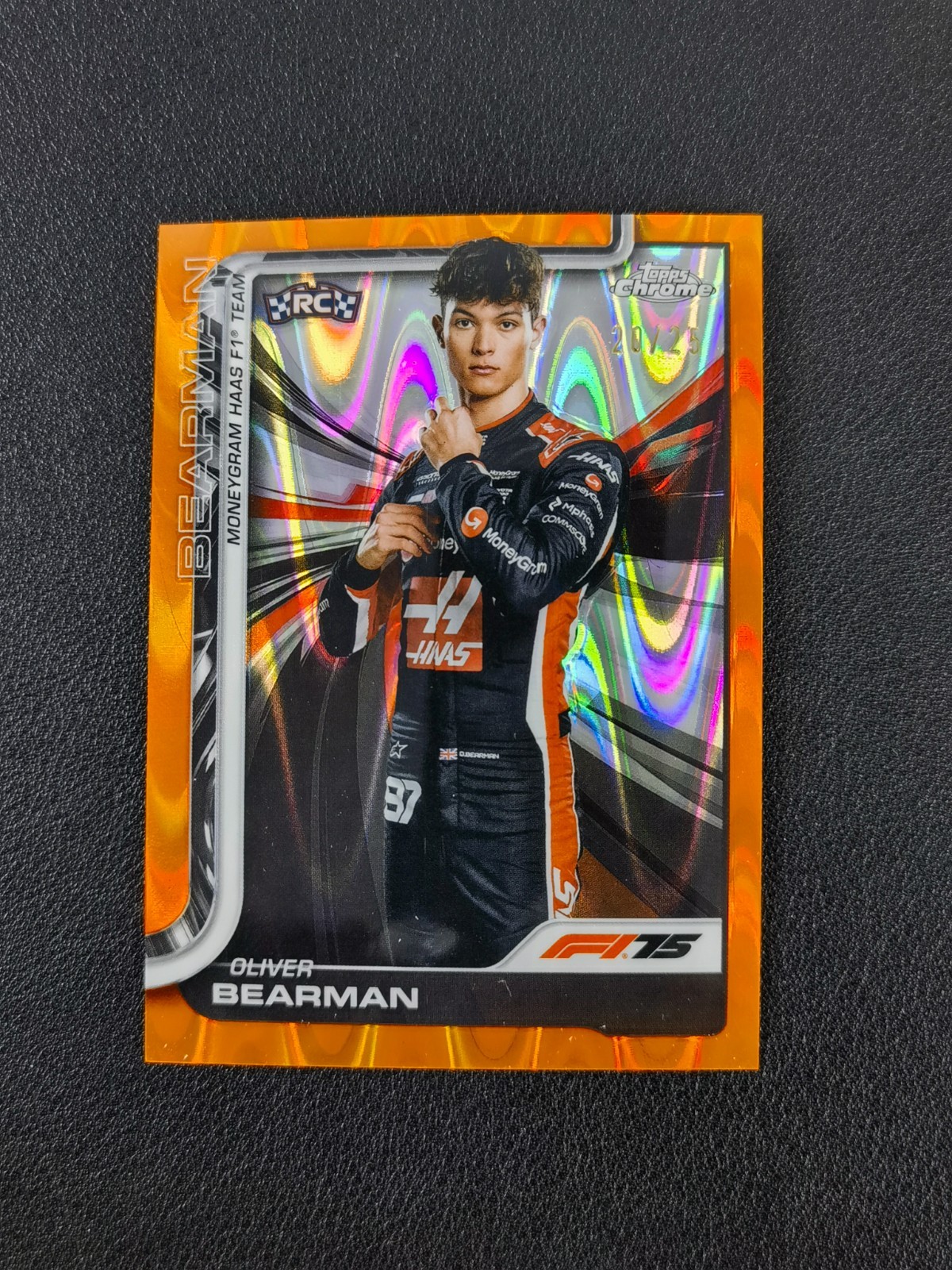2025 Topps Chrome Formula 1 F1 Oliver Bearman RC Orange Raywave 20/25 #14 APY