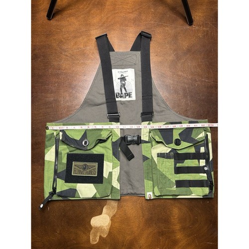 2018 Japan Bape Autumn/Winter Season Splinter Camo Military Vest Bag Olive Drab - Picture 8 of 17