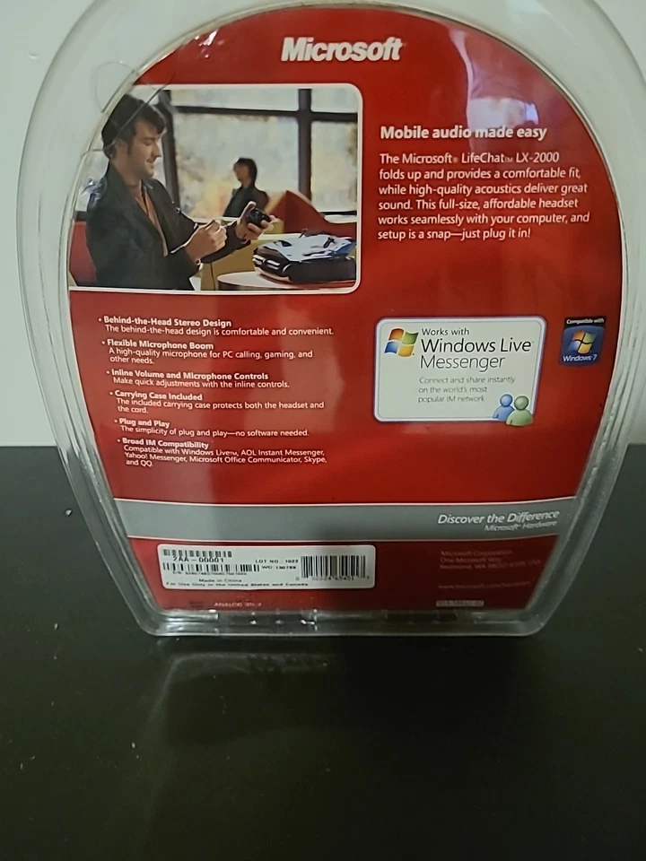 Microsoft Lifechat LX-2000 Compact Mobile Headset Foldable Microphone PC/MAC NIB - Image 3 of 3