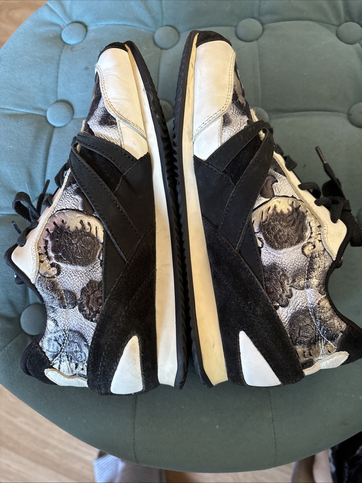 balenciaga sneakers women’s sz 36 black white silver horse pattern made in Italy image 10
