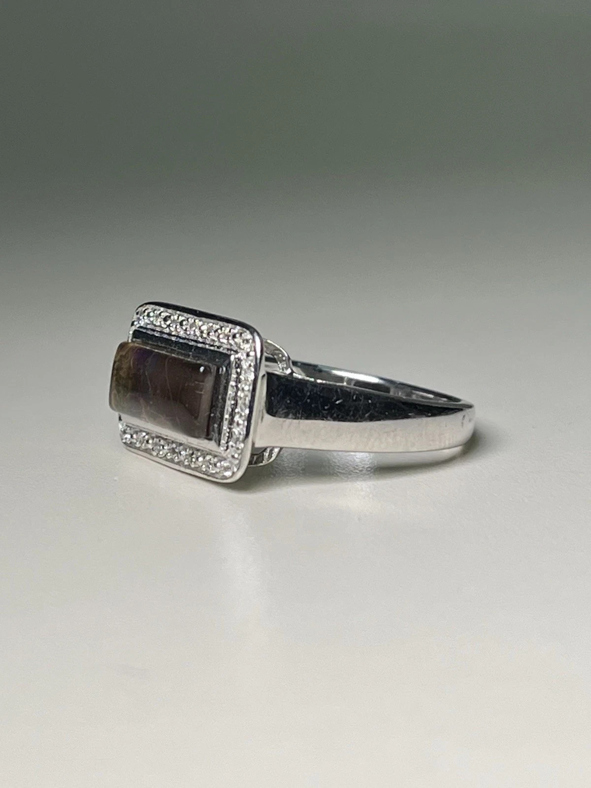 925 Sterling Silver Ring & Rectangular Ammolite &… - image 2